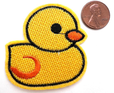 Yellow Duck Embroidered Patch Iron On Happy Ducky Appliqué DS372