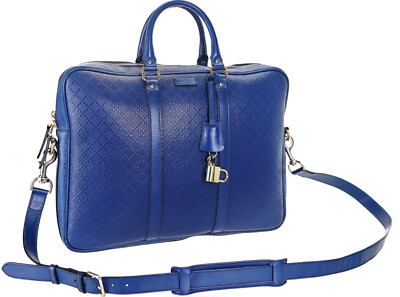 Authentic GUCCI Diamante Leather Laptop Briefcase Business Bag Italy Unisex