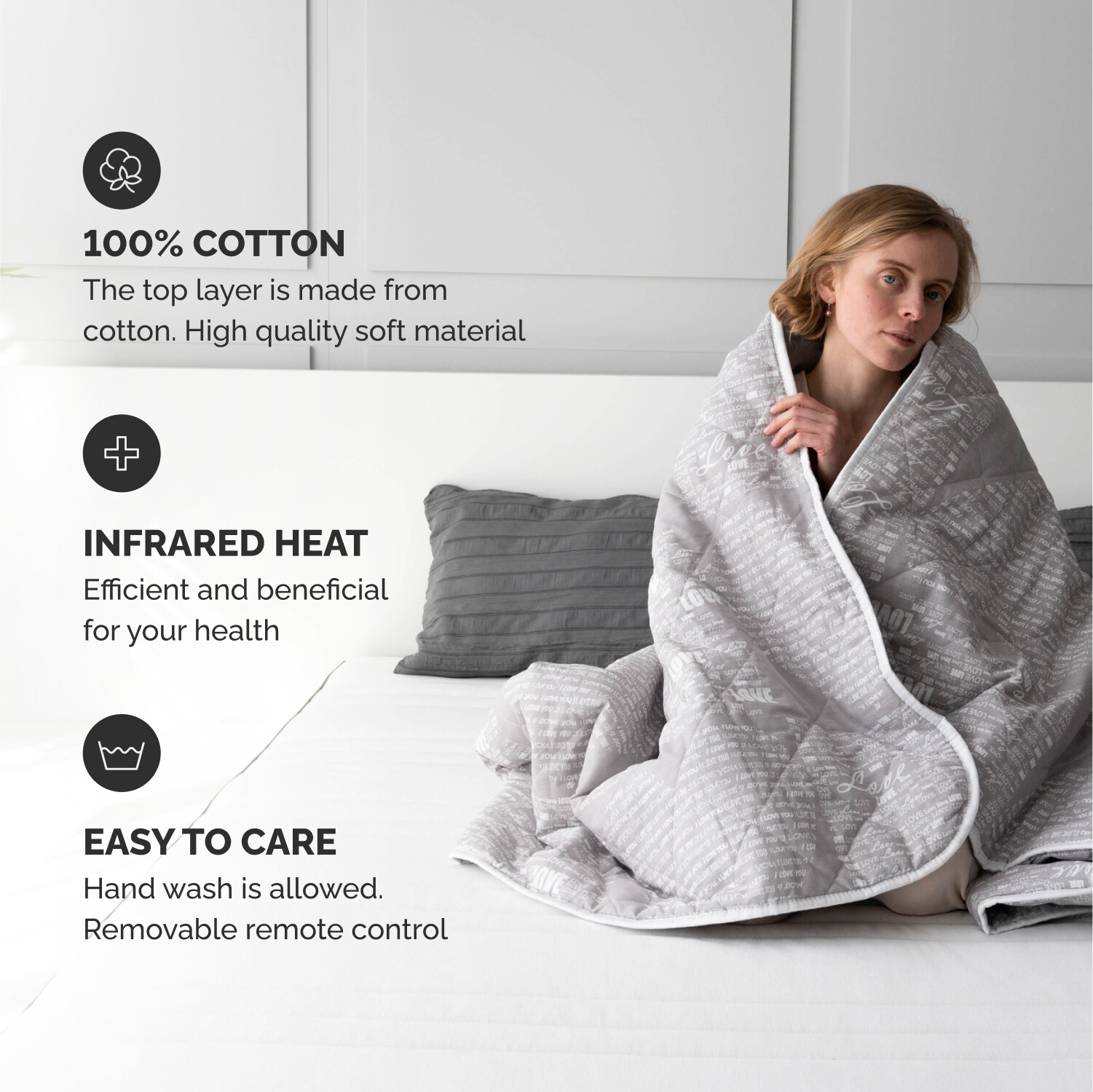 Electric Heated Mattress Pad Cover Control, Heating Blanket, 3 Modes, 220V