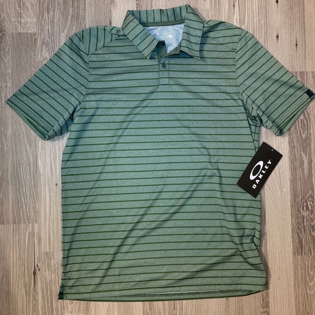 NEW OAKLEY Top Striped Polo Golf Shirt Men's Small Dark