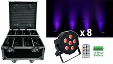 Rockville BATTERY PAR PACK 6RF Black 8 Rechargeable Wash Lights Charging Case