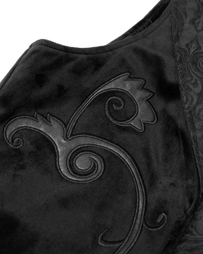 Devil Fashion Mens Gothic Steampunk Waistcoat Vest Tailcoat Black Velvet Damask - Picture 8 of 13