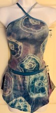 GK ELITE ICE FIGURE SKATE HALTER SET ADULT SMALL VELVET TYE-DYE FOIL Sz AS NWT 