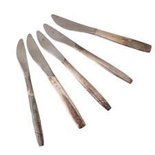 5 United Airlines Knives Vintage Knife Lot Silver Plate Flatware Silverware MCM