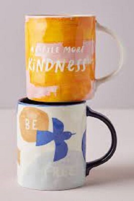 NWT Anthropologie Jen B. Peters Warmth Mug-  Kindness or Be Free