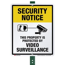 12" X 10" 'Security Notice Property Protected by Video Surveillance' Yard Sign w