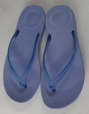 Image of FITFLOP IQUSHION TRANSPARENT SIZE 4/37 LILAC/BLUE FLIP FLOPS SANDALS BNWOT