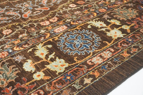 9 x 12 ft Brown Turkish Hereke Hand Knotted Wool Geometric Rug - Picture 9 of 20