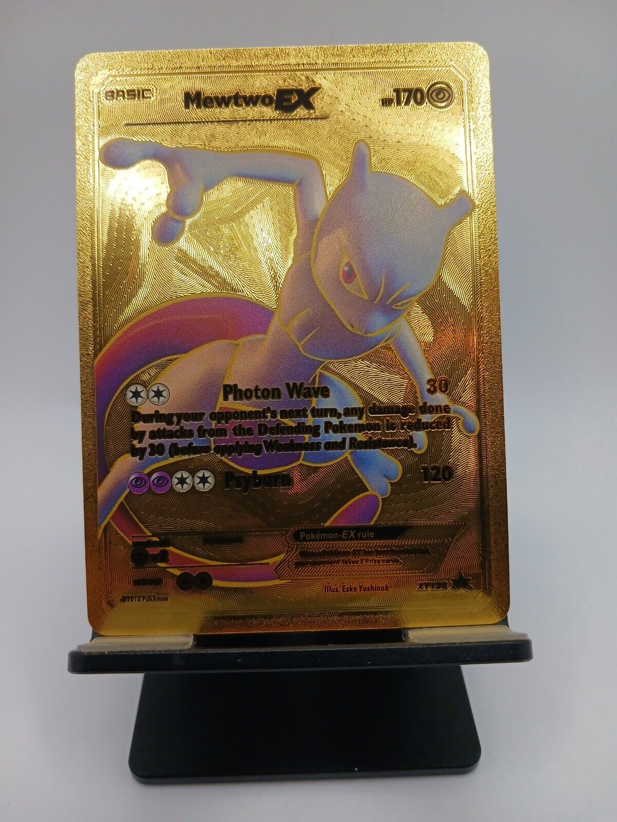 Mavin  Metal Gold Shiny Mewtwo Star & Ancient Mew Custom Pokemon Go Card  Amiibo Promo