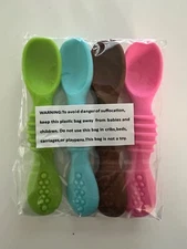 4 Pack Baby Led Weaning Spoons| Silicone Baby Spoons Self Feeding Utensils,