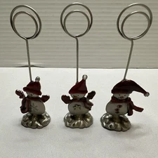 St. Nicholas Square Pewter Enameled Snowman Photo Holders Set Of 3
