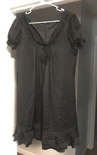 Anthropologie Molly New York Dress Black Short Ruffled Sleeve Layered Silk SZ 10