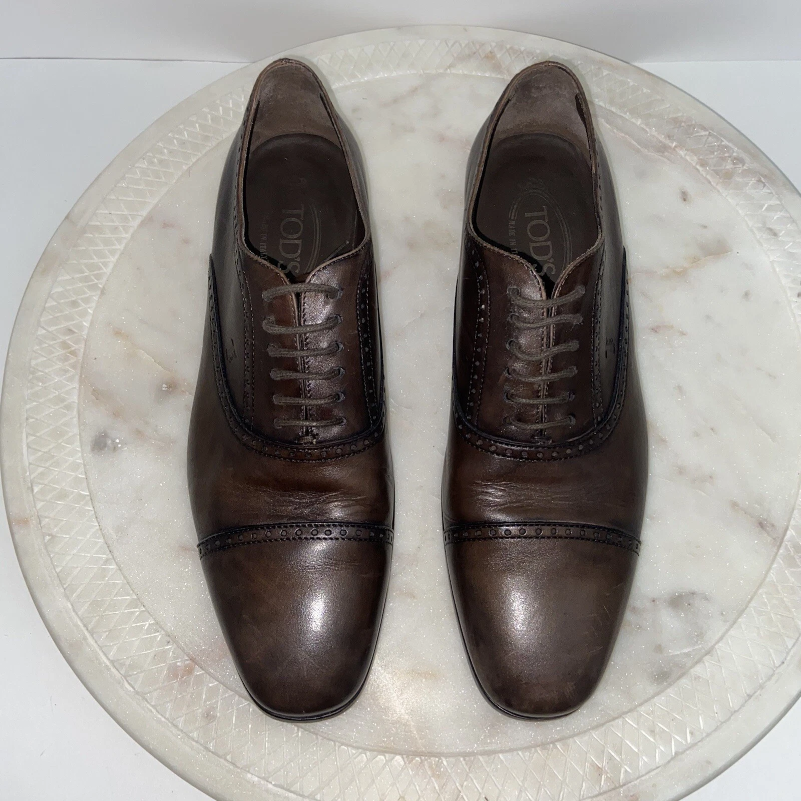 TOD’S Scarpe eleganti Tod's da uomo taglia UK 7 US 8 Captoe classiche Oxford in pelle $495