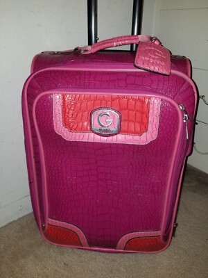 Vintage Y2K G by Guess Faux croc pink luggage carry on