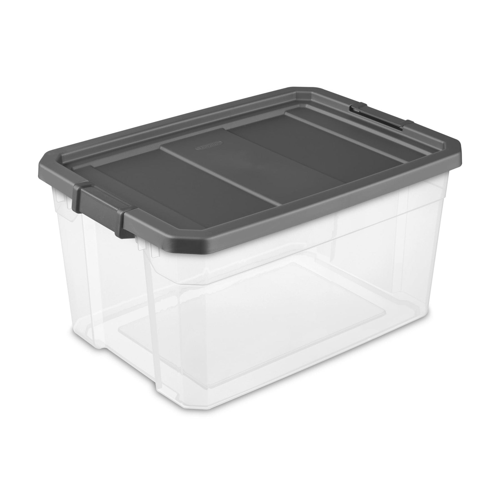 Sterilite 76 Qt Dark Gray Stackable Clear Plastic Storage Bin with Latching Lid