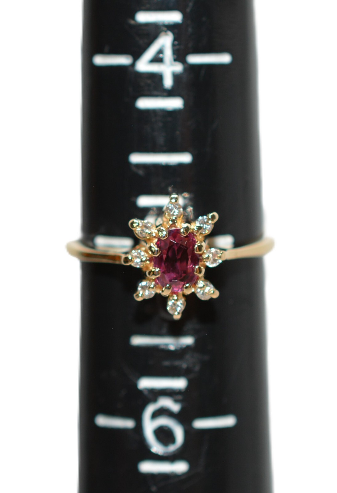 Natural Ruby & Diamond Ring 14K Solid Gold .29tcw… - image 9