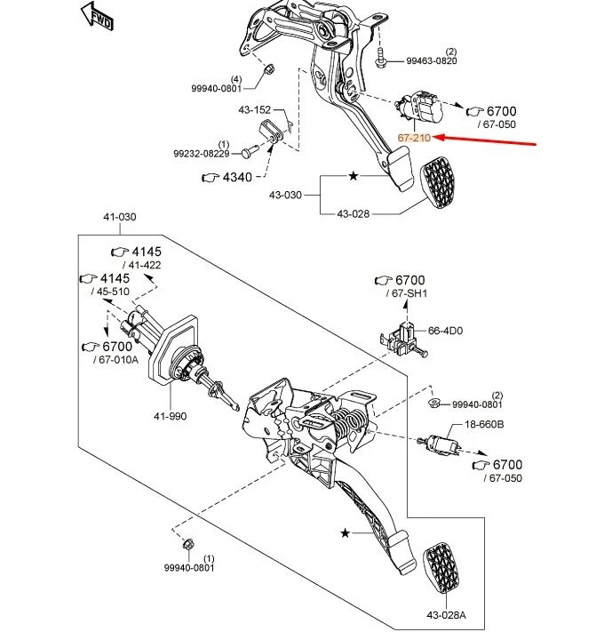 MAZDA MX5 MK4 Brake Light Switch BN7N66490A NEW GENUINE - Image 2 of 3