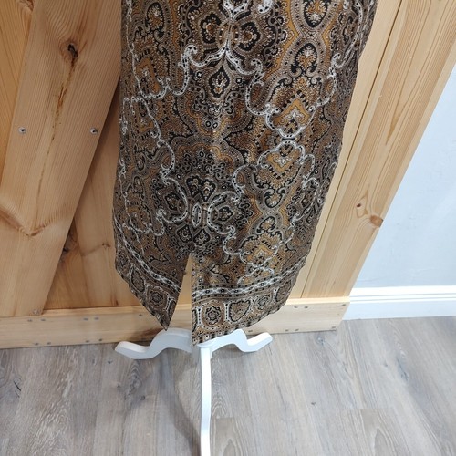 Vtg Emanuel Ungaro Silk Slip Dress Sz 8 42 Petite Paisley In Brown Cream & Black - Picture 6 of 15