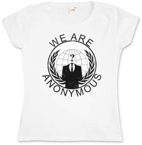 ANONYMOUS VINTAGE GLOBE LOGO GIRLIE SHIRT - We Are Guy For Fawkes V For Vendetta - Picture 1 of 1