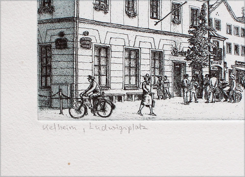 MANFRED SILLNER - Kelheim, Ludwigsplatz. Handsignierte Radierung, fertig gerahmt - Bild 4 von 4