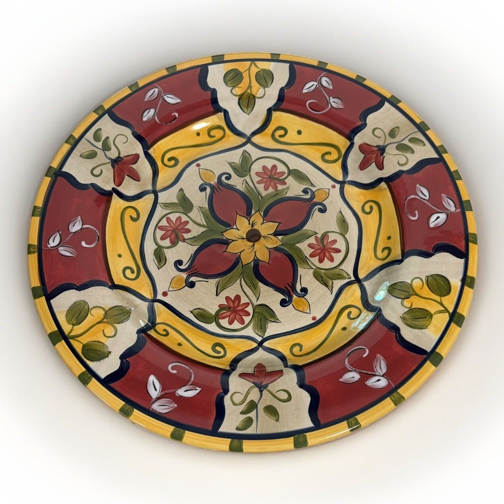 One Pier 1  VALLARTA Hand Painted Round Serving Platter Chop Plate 13 1/4