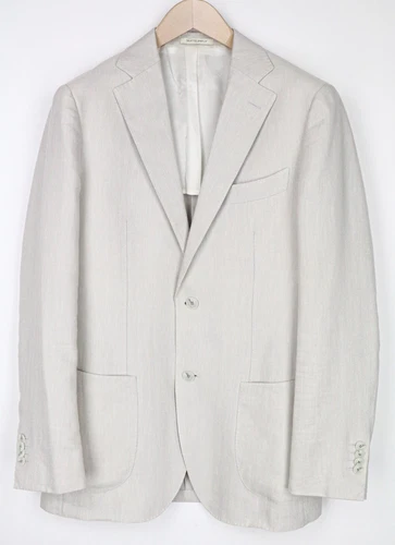 Suitsupply Havana Veste Pour Homme UK38R Gris Lin Laine Soie Slim À Un Bouton