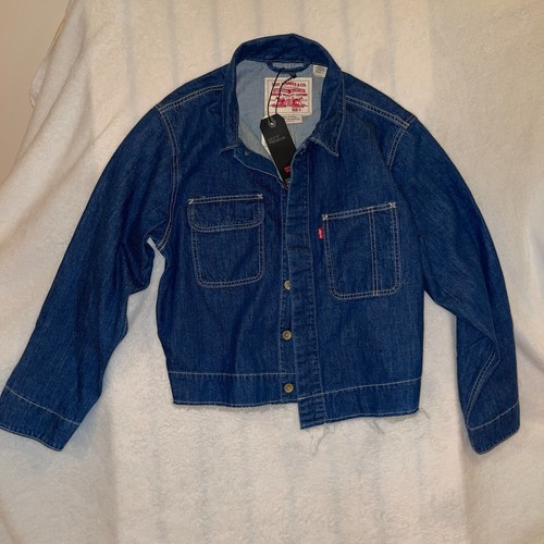 Levi's Premium Men S Blue Half-All Relaxed Fit Cropped Jean Denim Trucker Jacket - Picture 3 of 13