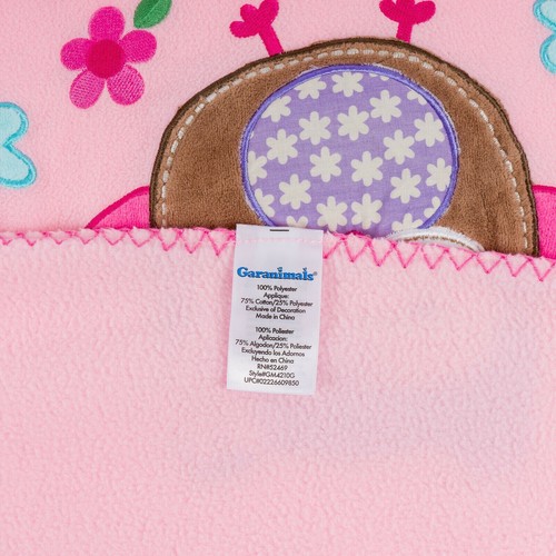 Garanimals Pink Baby Lovey Fleece Blanket W/ Owl & Flowers Embroidered Edges - Picture 4 of 5