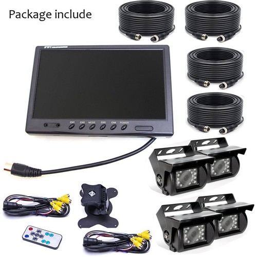 9" Quad Monitor 800*480 4PIN CCD Backup Camera for Truck Bus Trailer Caravan RV - Picture 13 of 13
