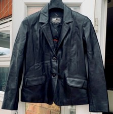 Aviatrix Vintage Women Black Biker Real Leather Jacket/coat-l Softshelexcellent