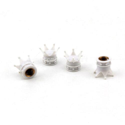 4PCS White Crown Tire Air Stem Valve Caps for Honda Yamaha Suzuki Motorcycle - Picture 2 of 3
