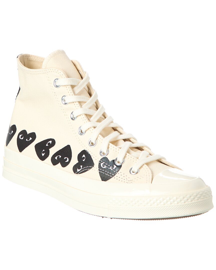 Мужские парусиновые кроссовки Converse X Comme Des Garçons Play с высоким берцем, белый 8.5