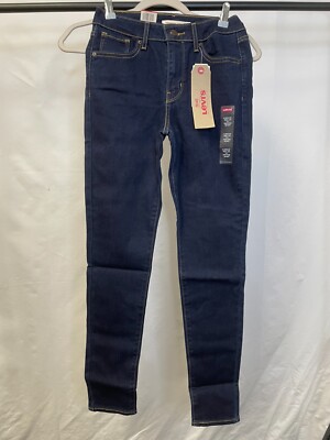 Levi's 721 Womens Blue High Rise Pockets Denim Skinny Leg Jeans Size W26xL30