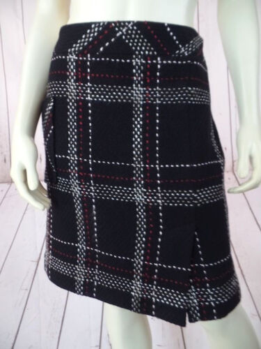 ANN TAYLOR LOFT Skirt 6 Wool Nylon Acrylic Blend Black White Red Geometric CHIC! - Picture 2 of 12