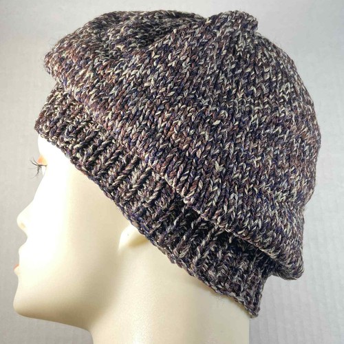 Vintage Hand Knitted Brown Beanie Hat Cap Color Yarn is Raccoon OS - Picture 5 of 10
