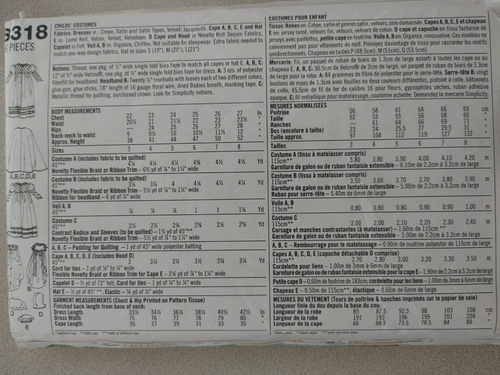 Simplicity Pattern 8318 Kids Medieval Knight Princess Capes Sizes 3 4 5 6 7 8 - Foto 2 di 2