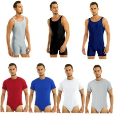 Men's One-Piece Romper Bodysuit Boxer Leotard Tops Undershirt Sports Underwear