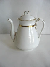 C F Haviland & Co Limoges tea Coffeepot White & gold Old Paris style 7" 6 cup