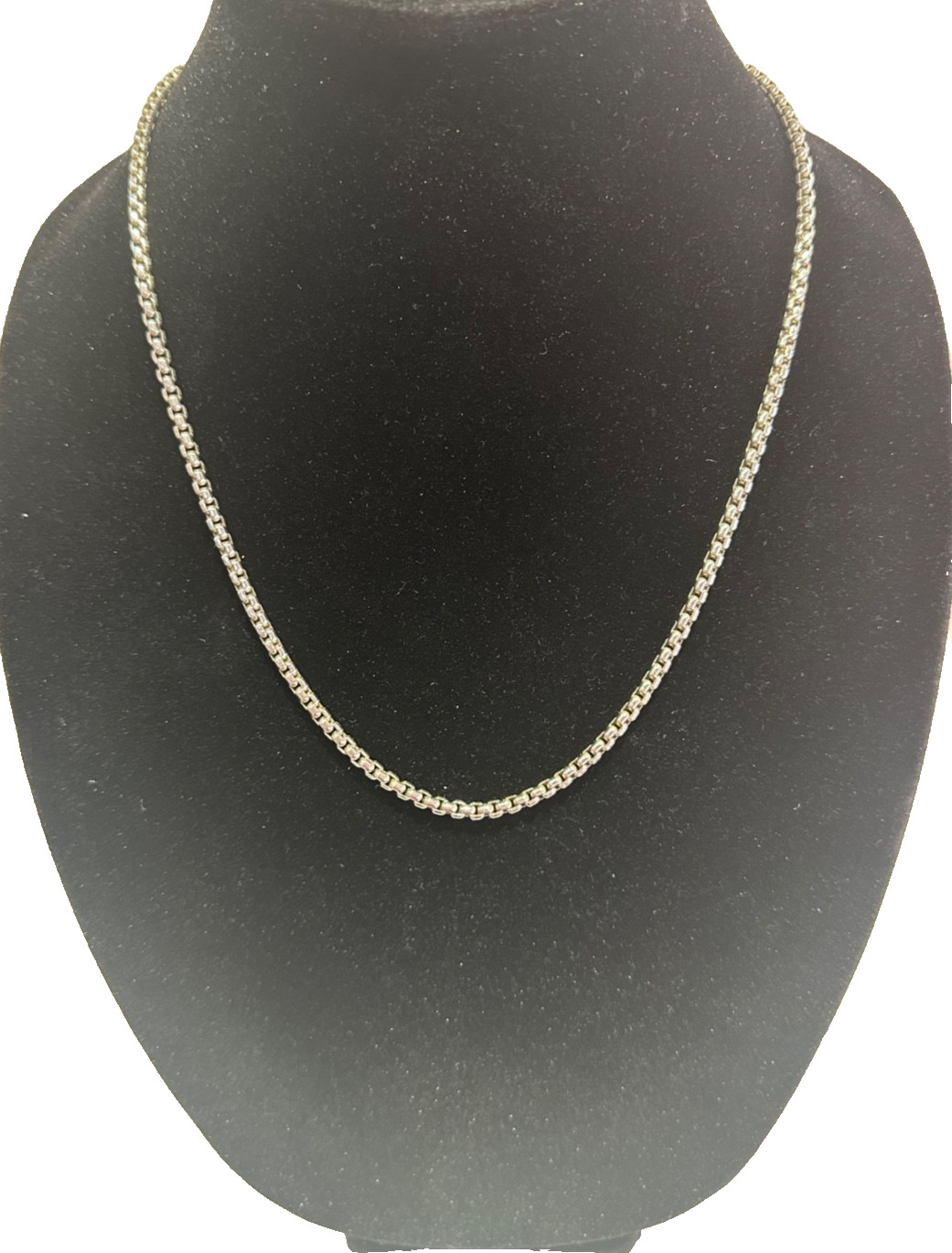 LOVELY DAVID YURMAN STERLING SILVER BOX CHAIN WITH GOLD TAG 21.25" 4MM