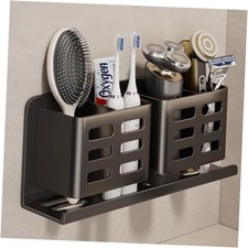 Aluminum Toothbrush Holder Self-Adhesive Hanging Bracket Black four slots