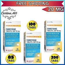 Glenmark Maximum Strength Famotidine Tablets, 20 mg, Acid Reducer for Heartburn