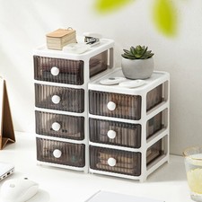 Cosmetic Storage Box with Drawers Plastic Tabletop Mini Make-up Organizer Office