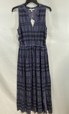 Splendido abito midi donna blu nero Glen a quadri taglia S nuovo con etichetta