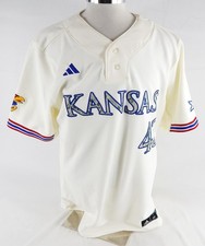 2025 Kansas Jayhawks #43 Game Used White Jersey Camo Baseball 48 639