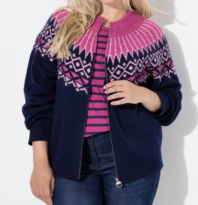 Ulla Popken Neon Alpine Pattern Long Sleeve Full Zip Cardigan EUR 46 / US 16-18