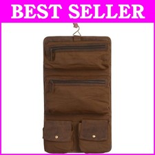 Luxury Buffalo Leather Hanging Toiletry Bag Dopp Kit: Travel Stylishly
