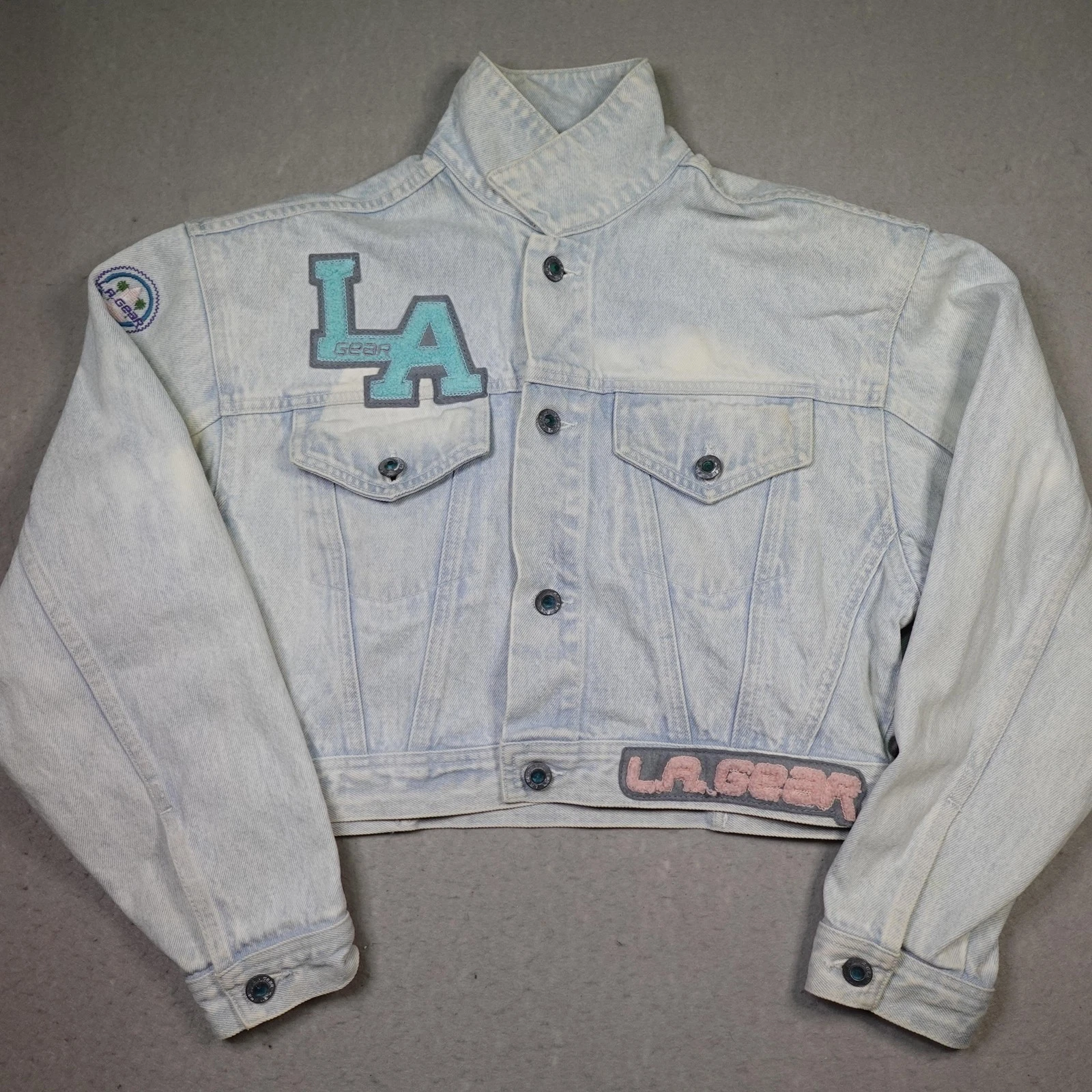 Vintage L.A. Gear Jacket Womens M Blue Denim Cropped Varsity Logo 80s Acid wash
Opens in a new windo