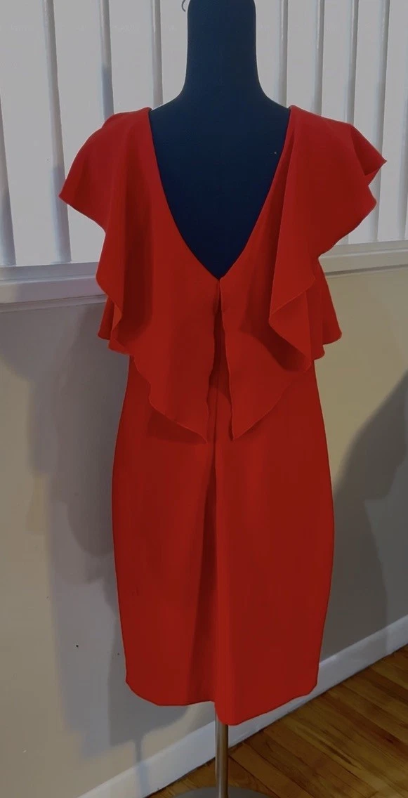 VALENTINO Abito Trina Turk 4 rosso petardo Cameron incrociato volant scollo a V