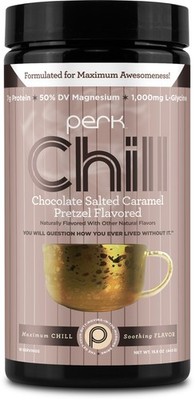 Perk Chill Drink Mix (Chocolate Salted Caramel Pretzel) 18 Servings   Sleep Aid