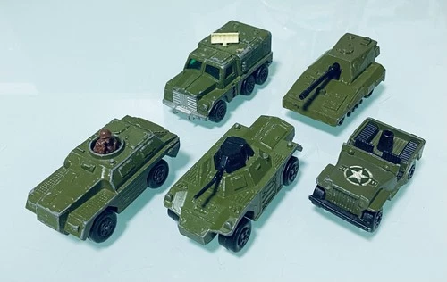 Job Lot of 5 MATCHBOX Military Army Vehicles - Vintage Diecast Model Toy Cars